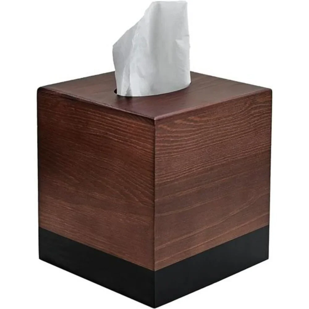 Wood tissue box cover square wooden tissue holder bathroom bedroom table decor